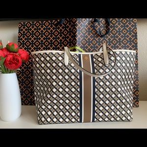 Tory Burch Brown and Cream Tote